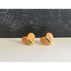 Enamel Heart Shaped Stud Earrings Vintage